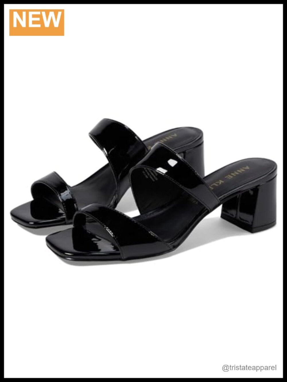 Open Square Toe Block Heel Slip-On Sandals, Faux Leather Upper